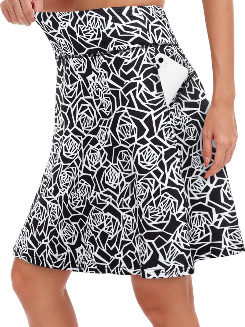 Koralhy Black White Geometric Tennis Athletic Skort Skirt 3XL